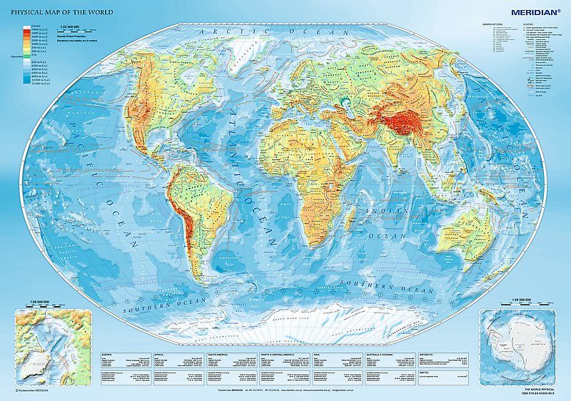 Puzzle Fyzická mapa sveta