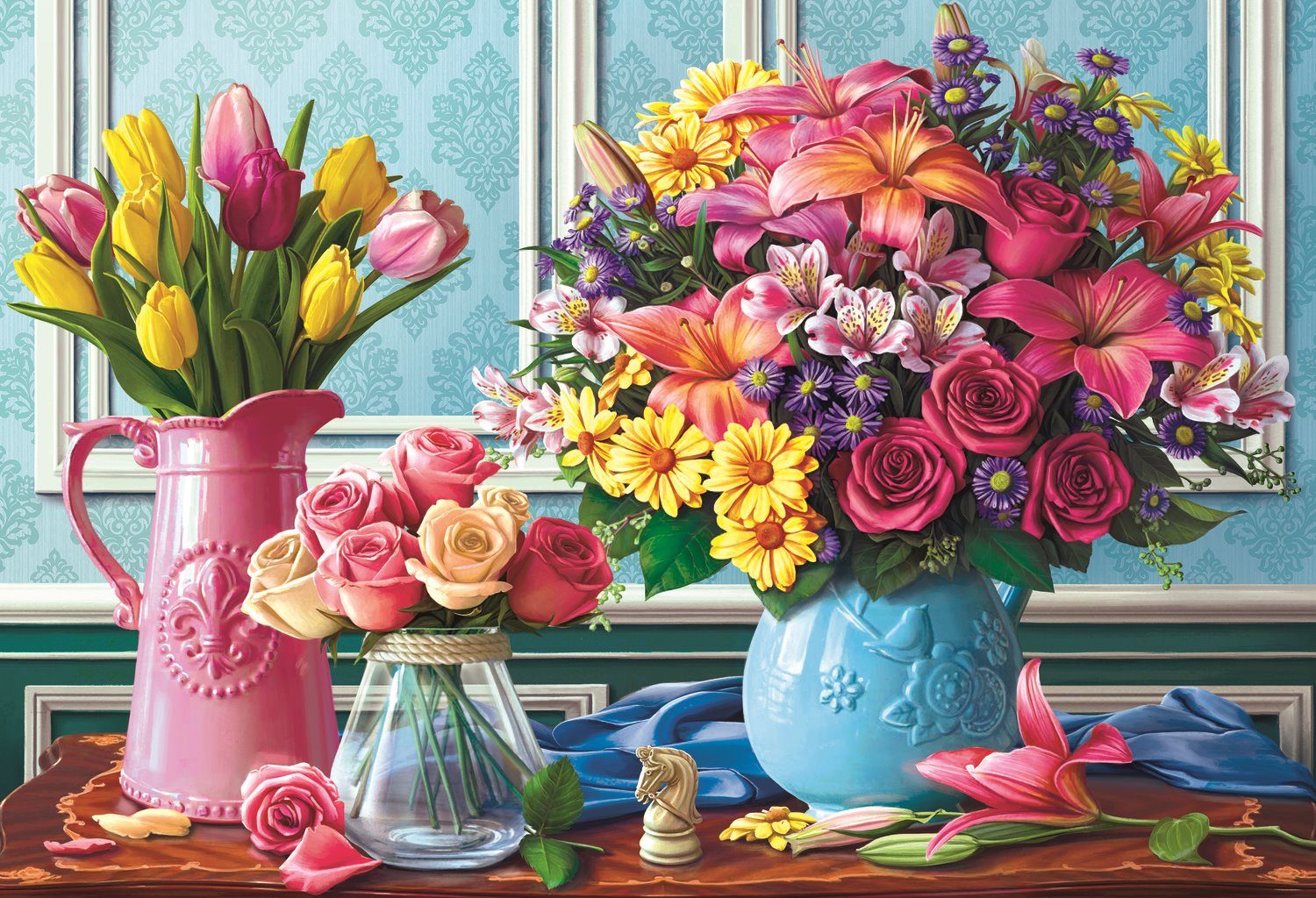 Puzzle Flowers in Vases, 1 500 pieces