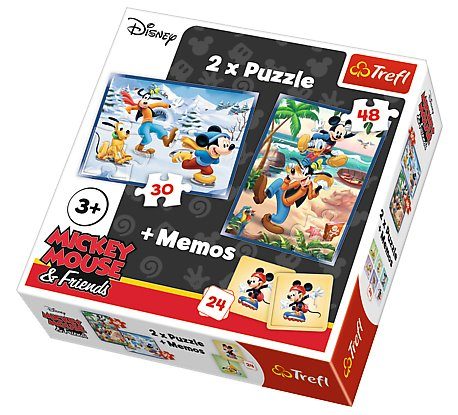 Puzzle 3in1 Mickey Mouse + Memory-Spiel