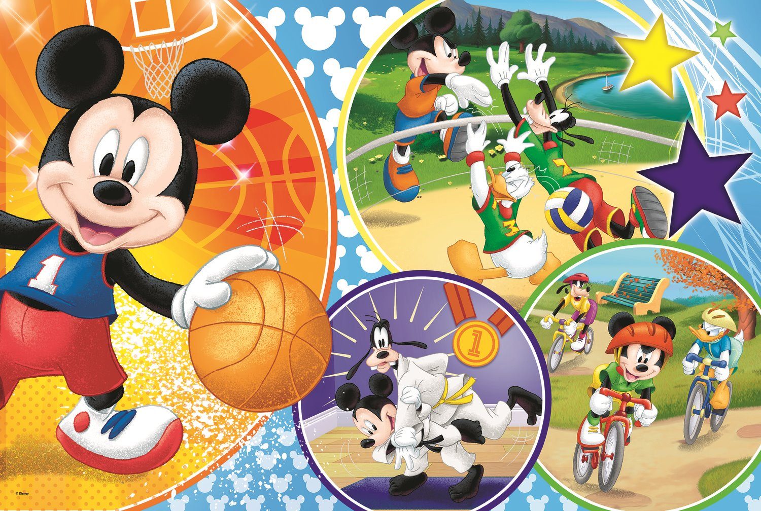 Record court Recite Puzzle Mickey Mouse sports 24 maxi, 1 - 39 pieces | PuzzleMania.eu