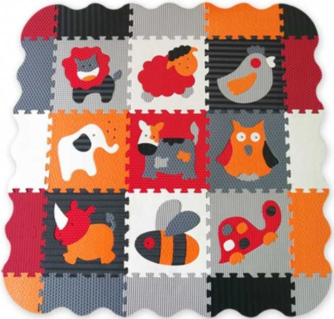 Puzzle Foam puzzle Animals gray and red XS with edges of 9 pieces