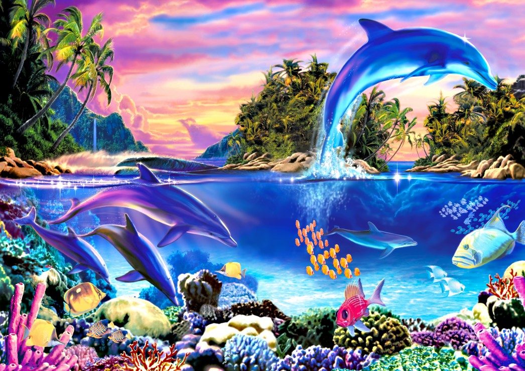 Puzzle Panorama delfinów