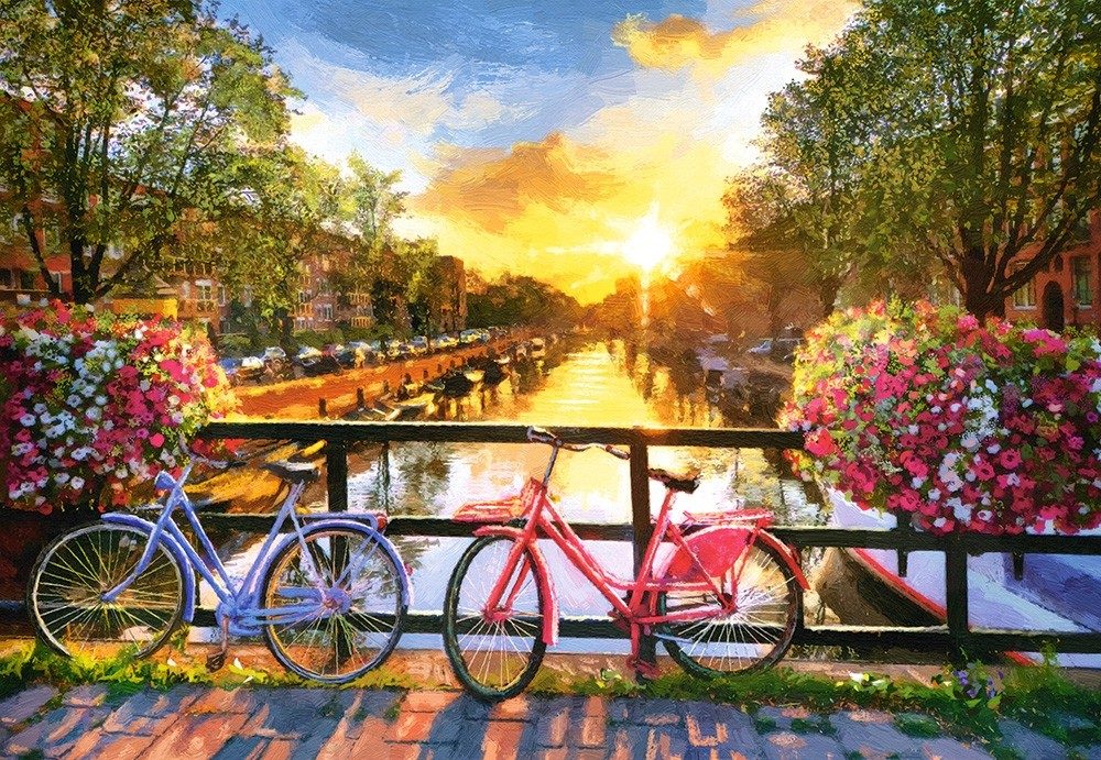 Puzzle Picturesque Amsterdam with Bicycles