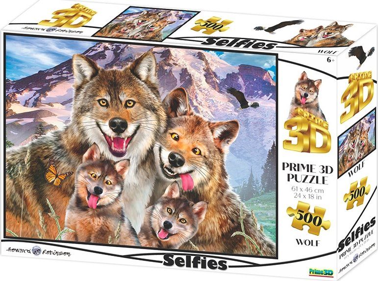 Puzzle 3D effect: Wolf selfie, 500 pieces