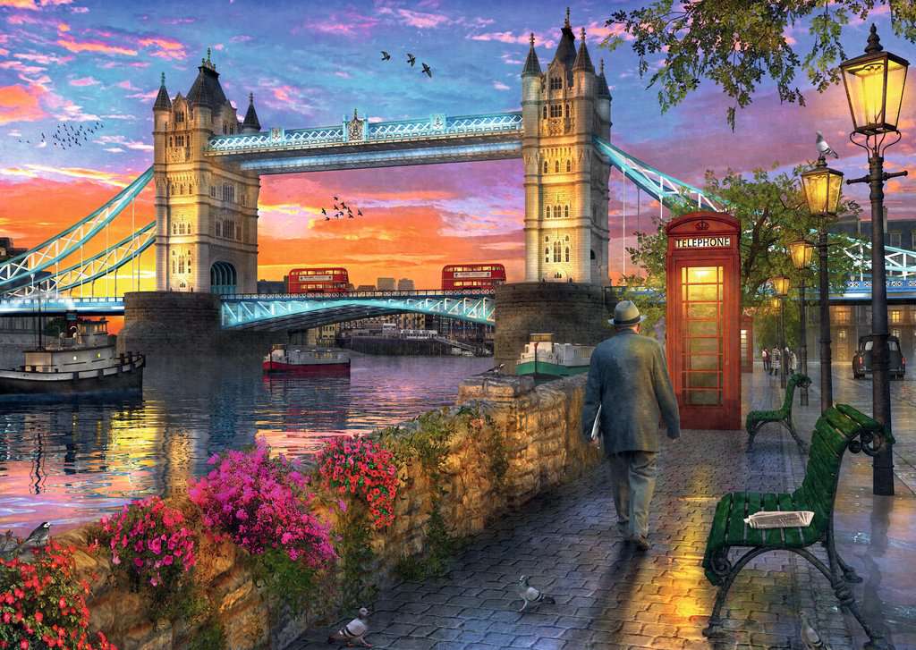 Puzzle Dominic Davison: Tower Bridge pri západe slnka