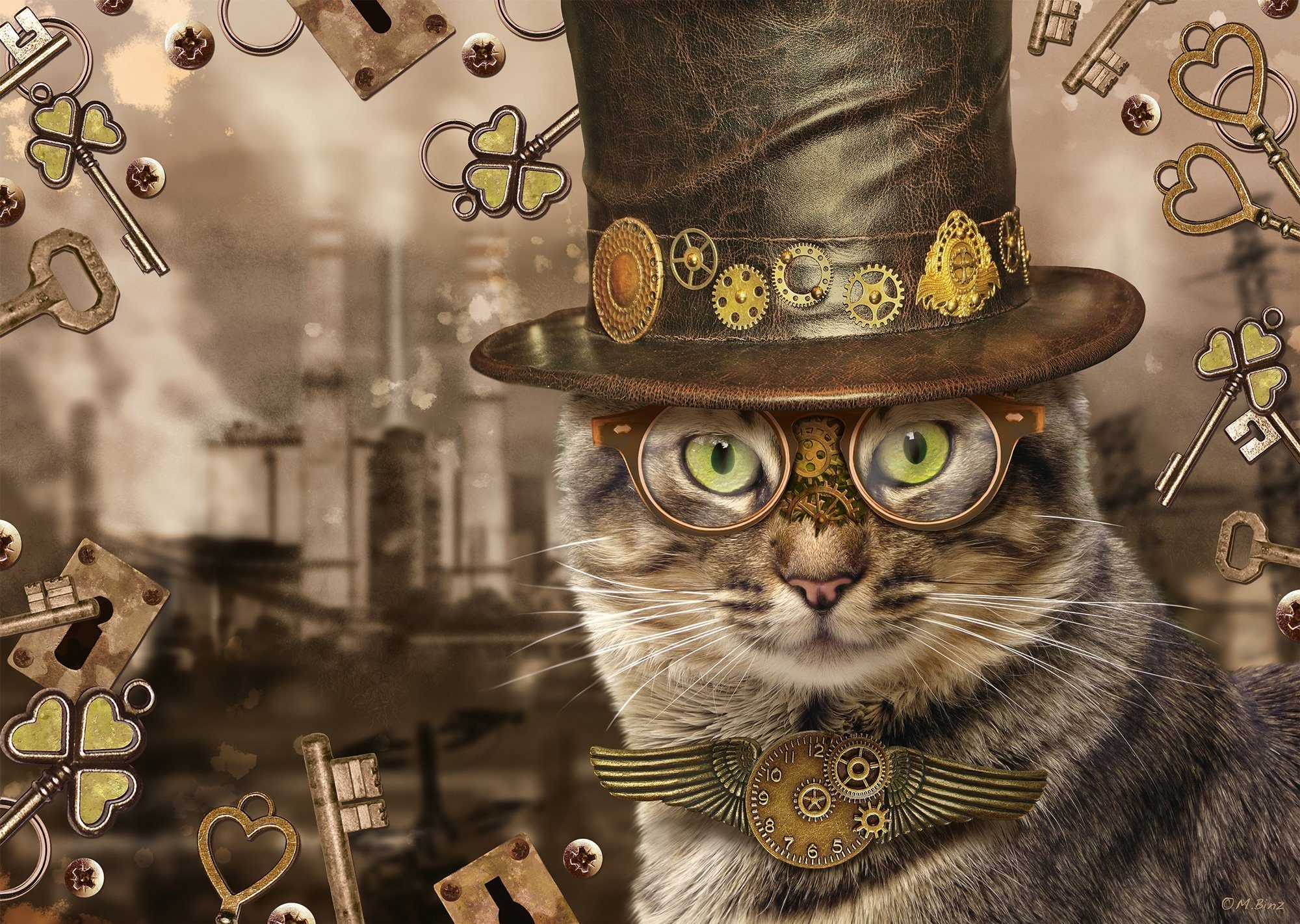 Puzzle Markus Binz: pisică Steampunk