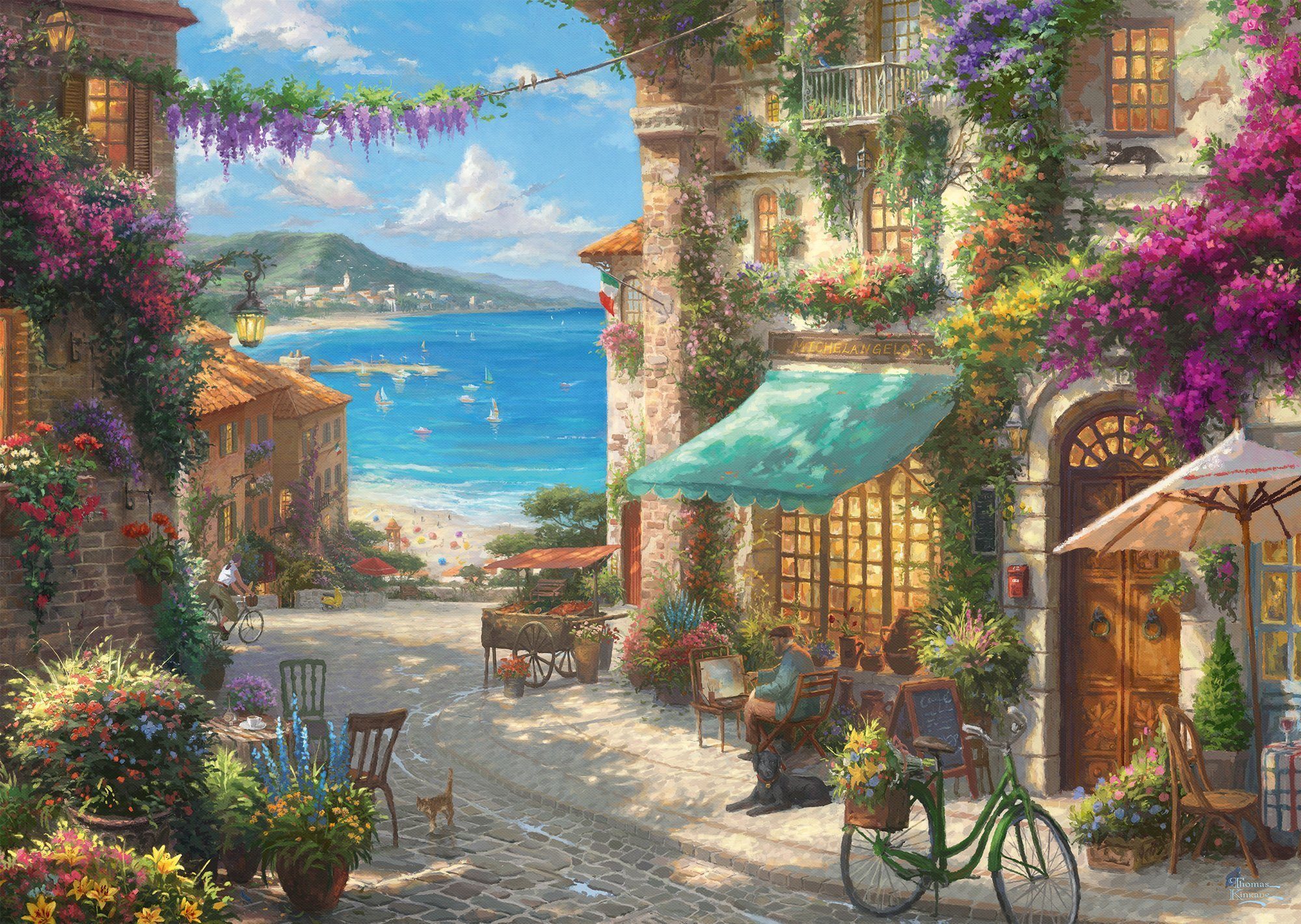 Puzzle Kinkade: Café on the Italien Riviera
