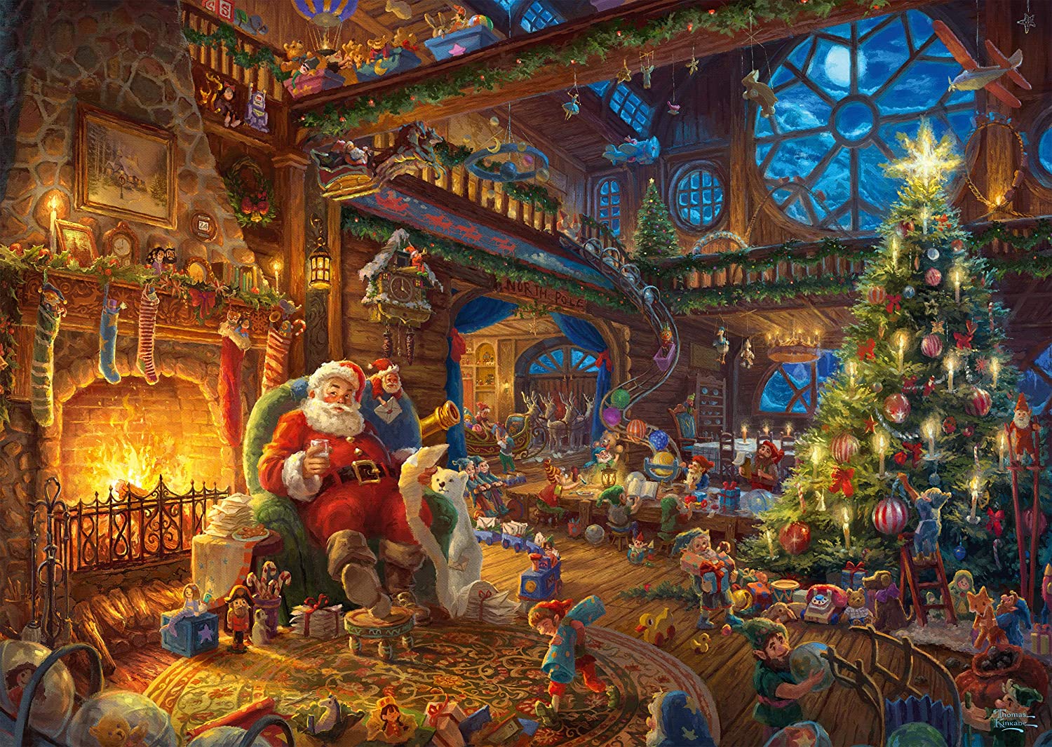 Puzzle Thomas Kinkade: Weihnachtsmann und sein heimlicher Weihnachtsmann