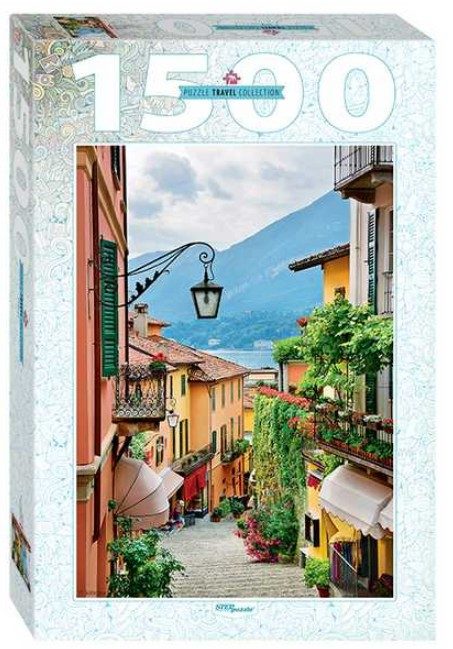 Puzzle Pohled na ulici v italském Bellagio a Comském jezeře