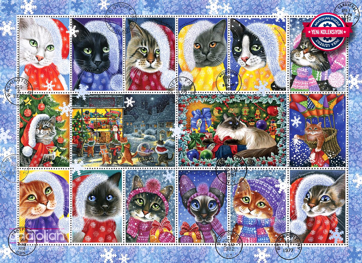 Puzzle Karácsonyi macskák 1000