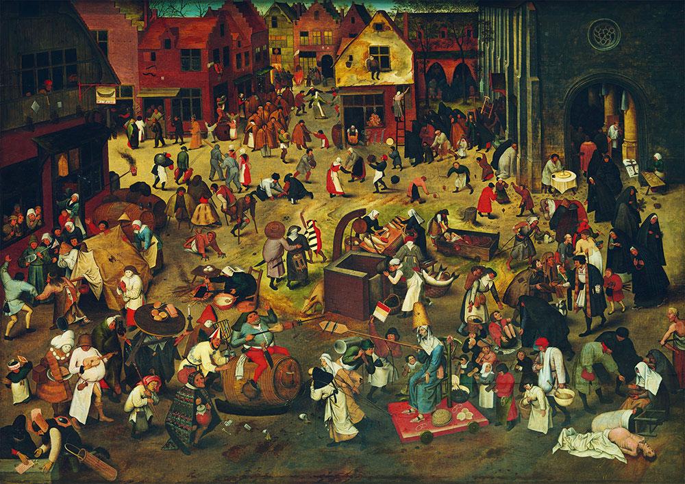 Puzzle Pieter Bruegel the Elder - The Fight Between Carnival and Lent