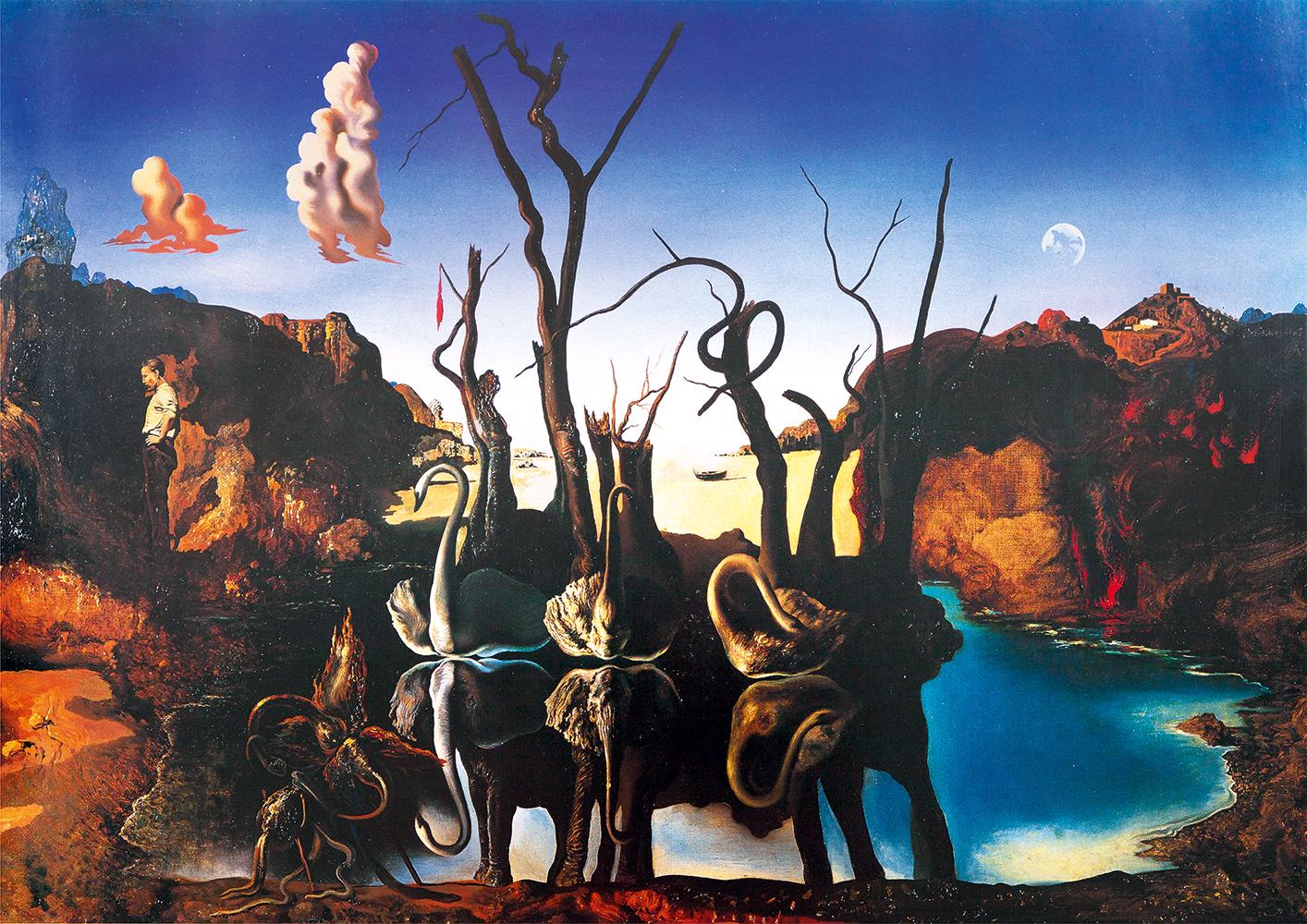 Puzzle Salvador Dalí: Slony odrážajúce labute, 1937