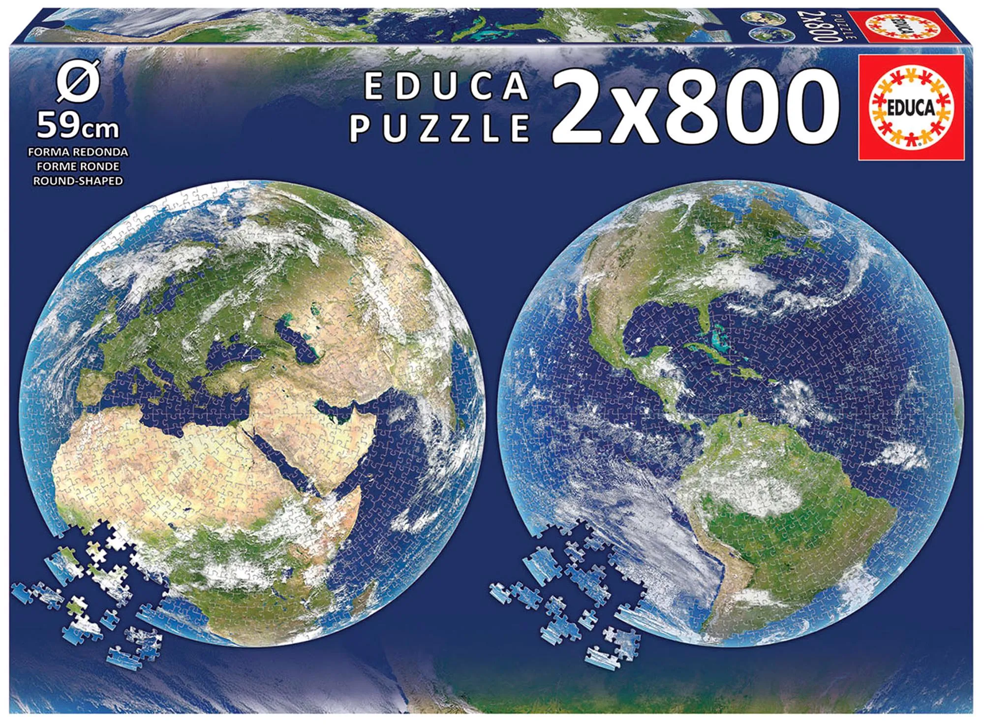 Puzzle 2x800 Planet earth (round)