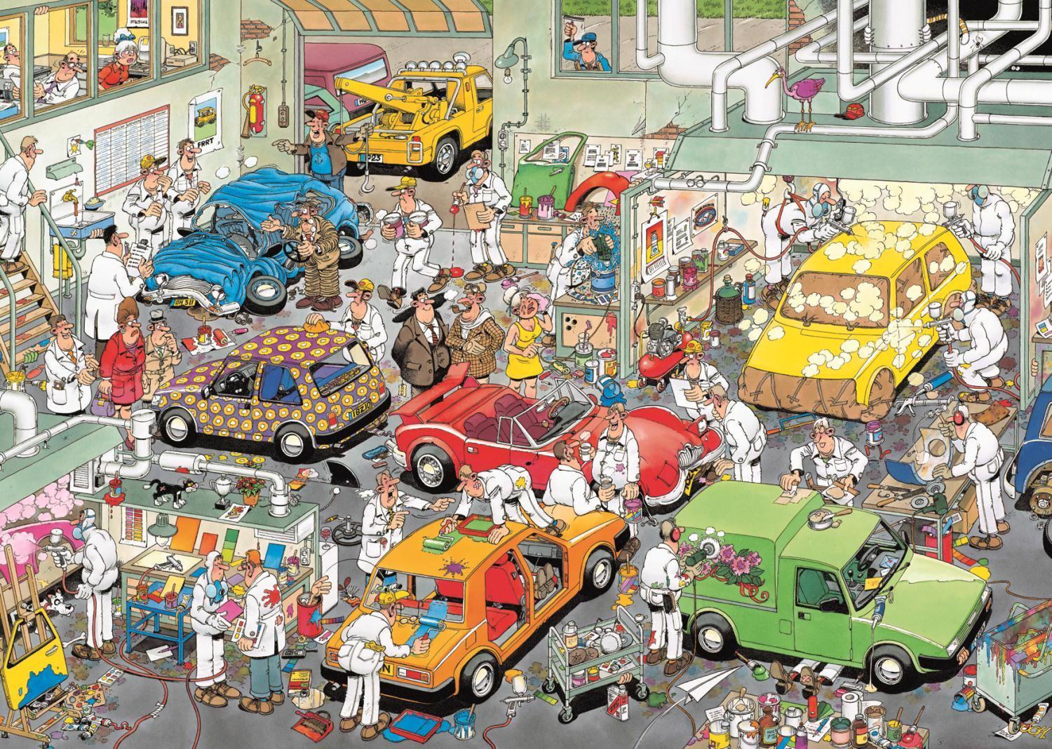 Puzzle Jan van Haasteren: Az autófestékek műhelye