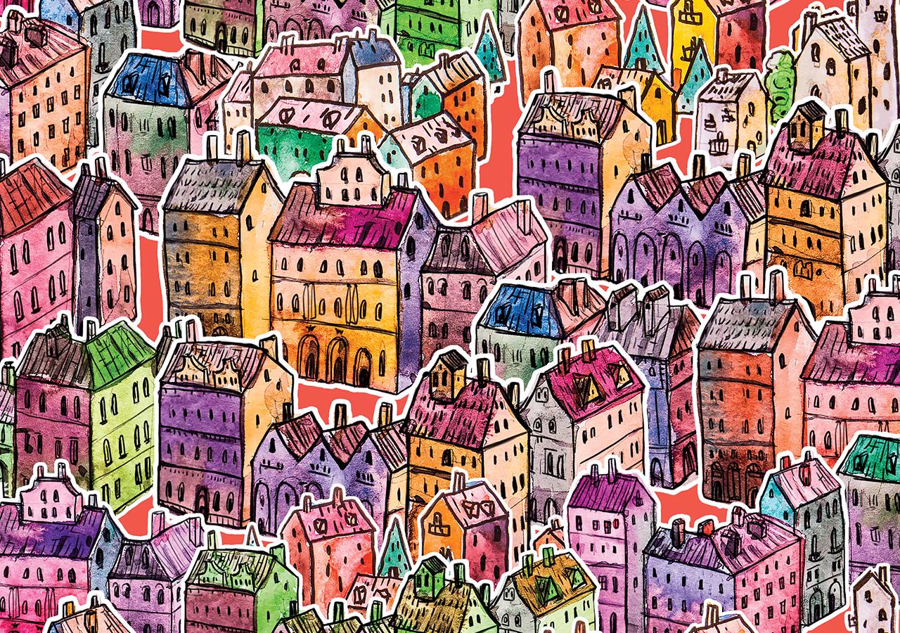 Puzzle Ville de couleurs 1000
