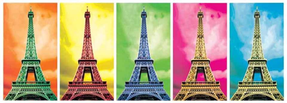 Puzzle Pop Art panoráma Eiffelovej veže, Paríž