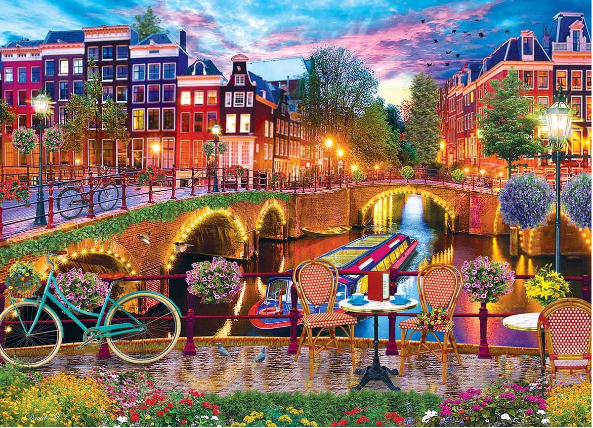 Puzzle Amsterdamské svetlá v noci