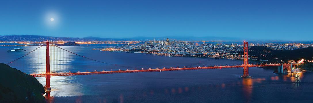 Puzzle Golden Gate híd esti panorámaképe, San Francisco, Kalifornia