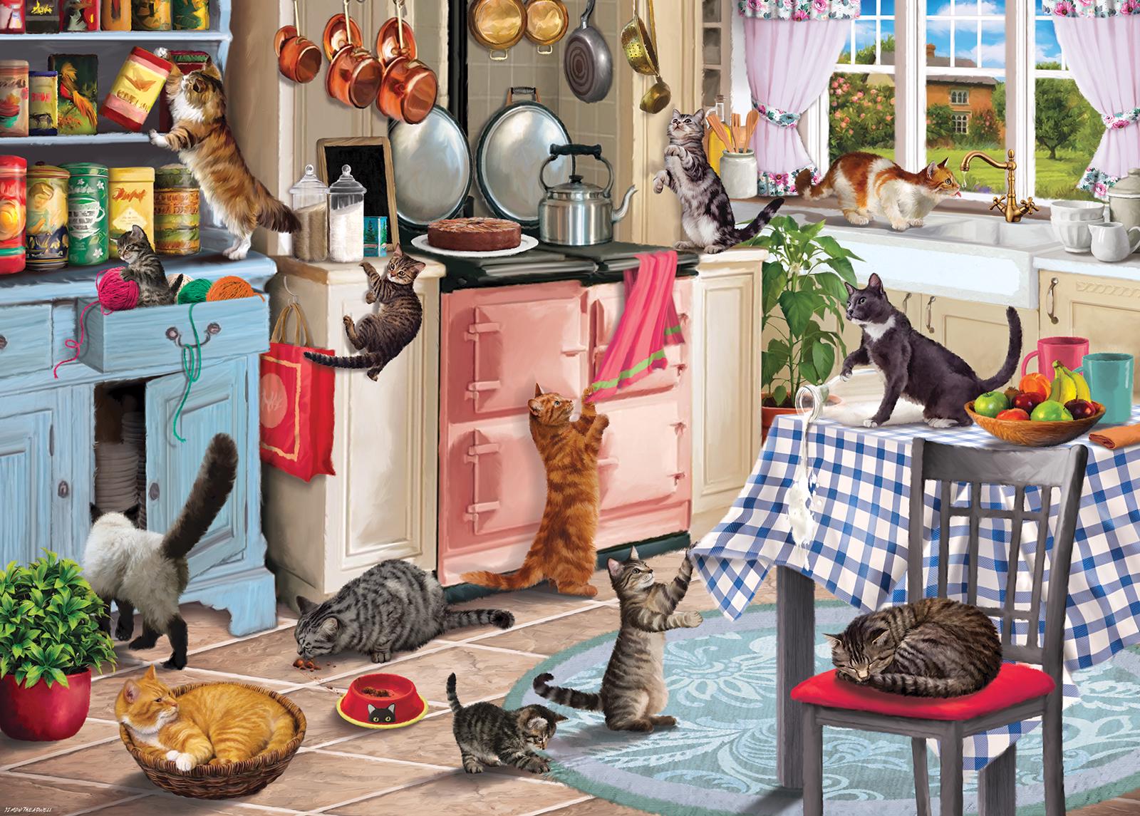 Puzzle Mačke v kuhinji