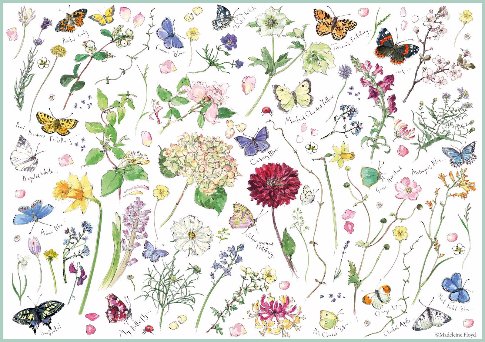 Puzzle Madeleine Floyd - květiny a motýli