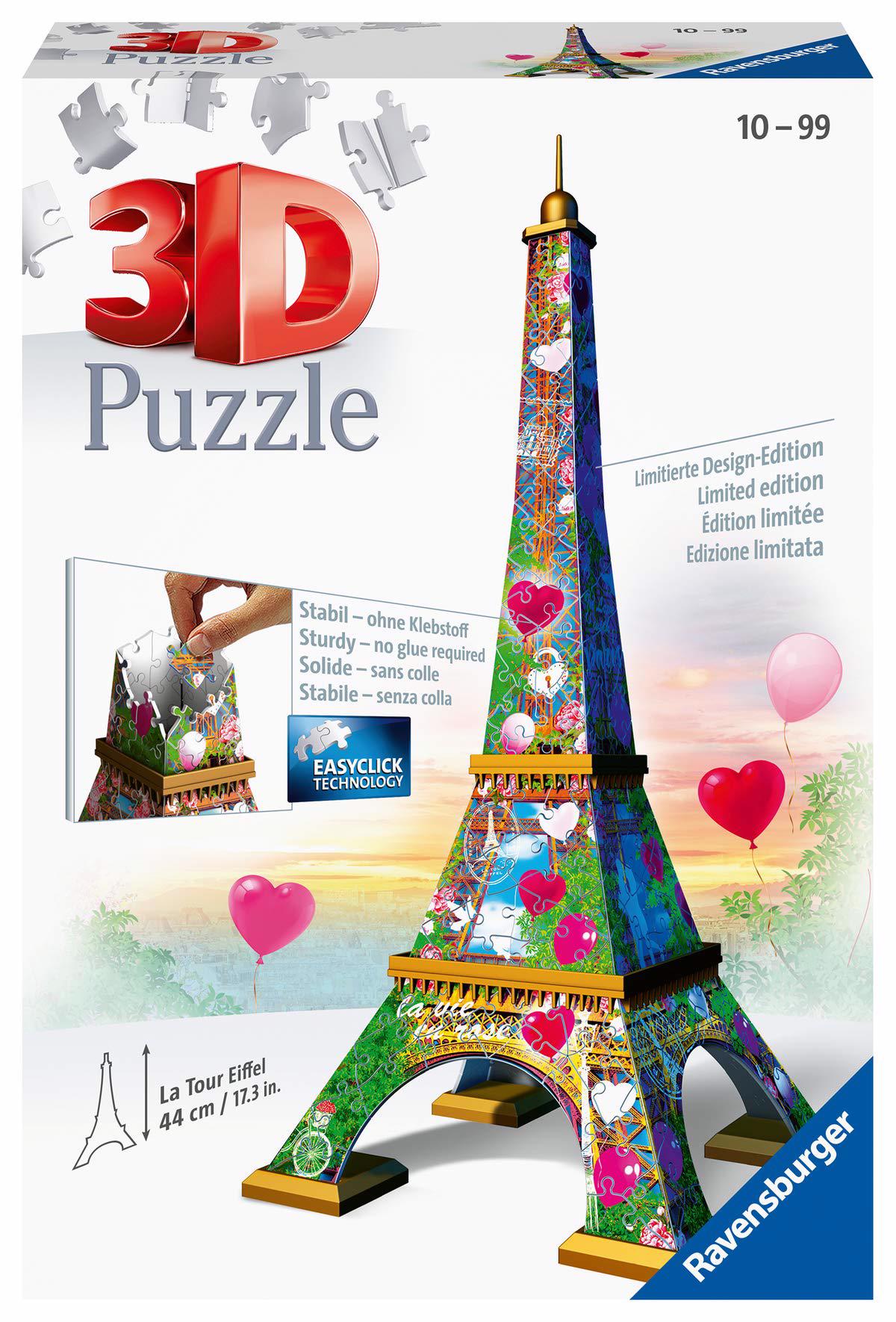 Puzzle 3D Eiffelova veža so srdiečkami
