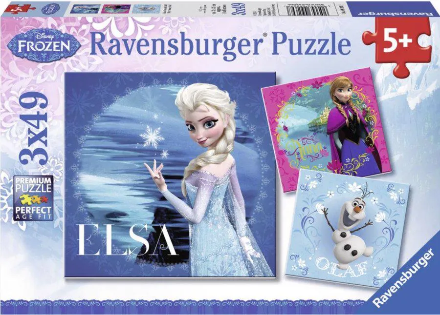 Puzzle 3x49 Jégvarázs - Elza, Jane, Olaf