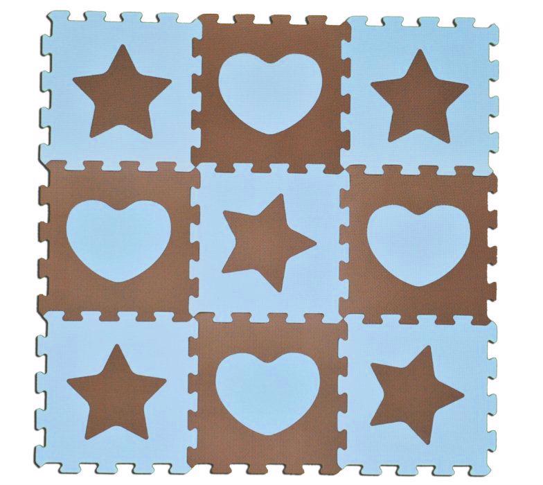 Puzzle Baby Foam Puzzle Mat Star and heart blue 9 pieces S4 - from 10 months