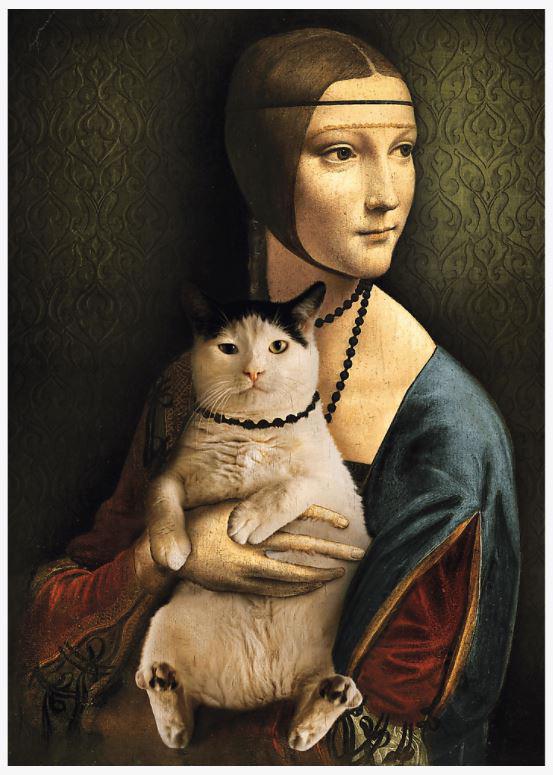 Puzzle Dame mit einer Katze 1000