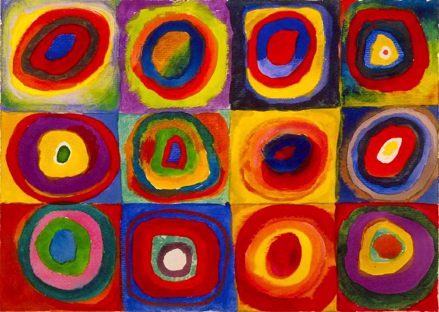 Puzzle Väritutkimus - neliöt samankeskisillä ympyröillä, Wassily Kandinsky