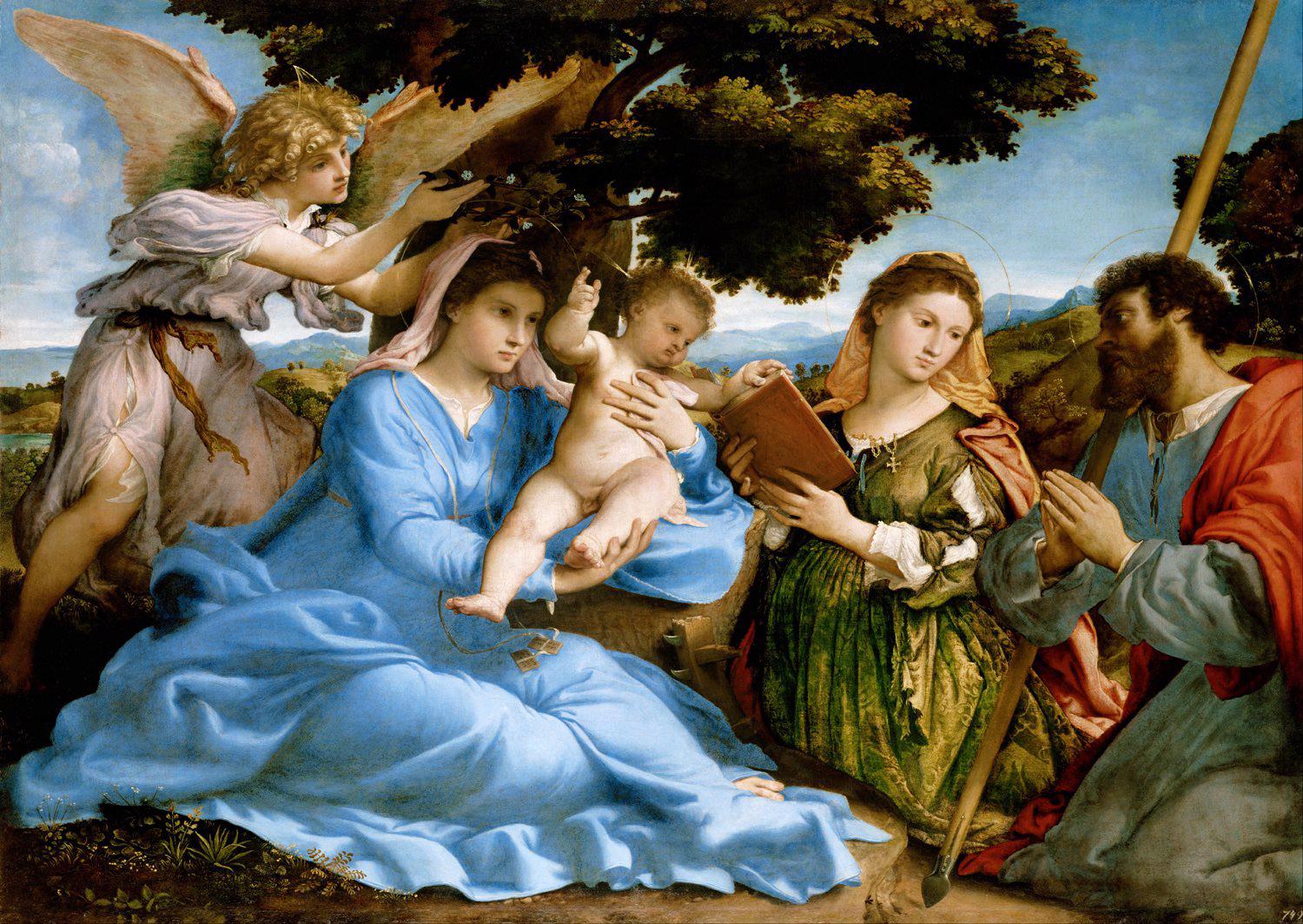 Puzzle Madonna en kind met de heiligen Catharina en Thomas
