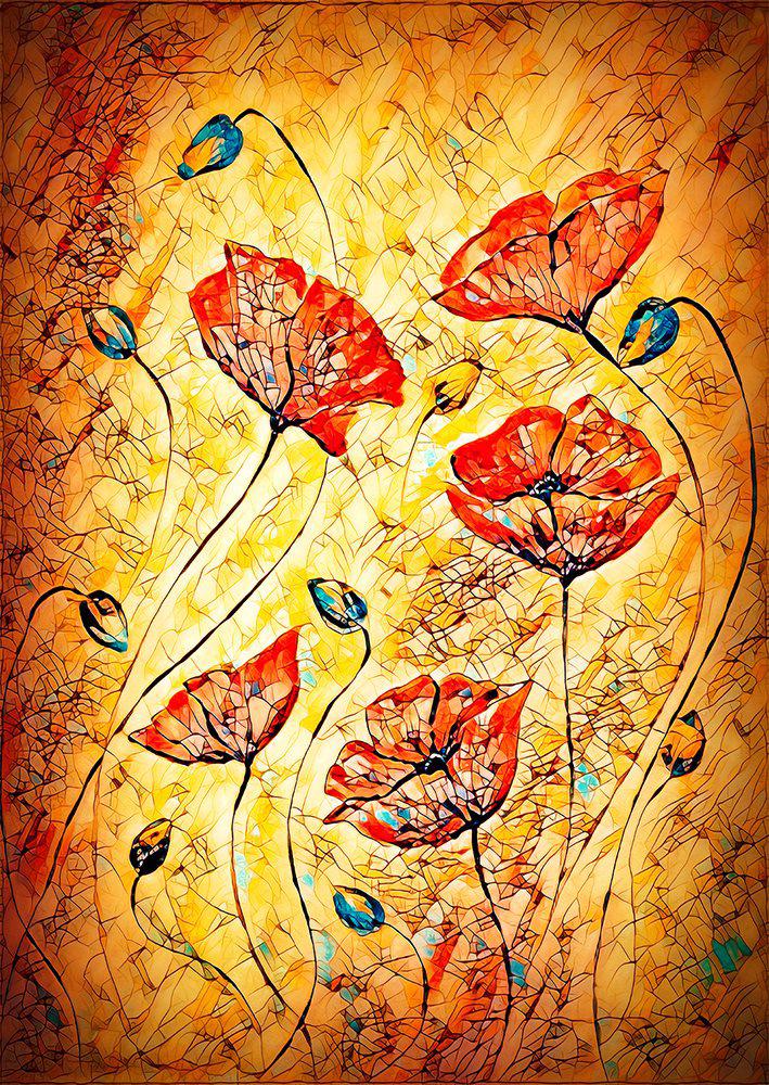 Puzzle Rote Mohnblumen-Malerei