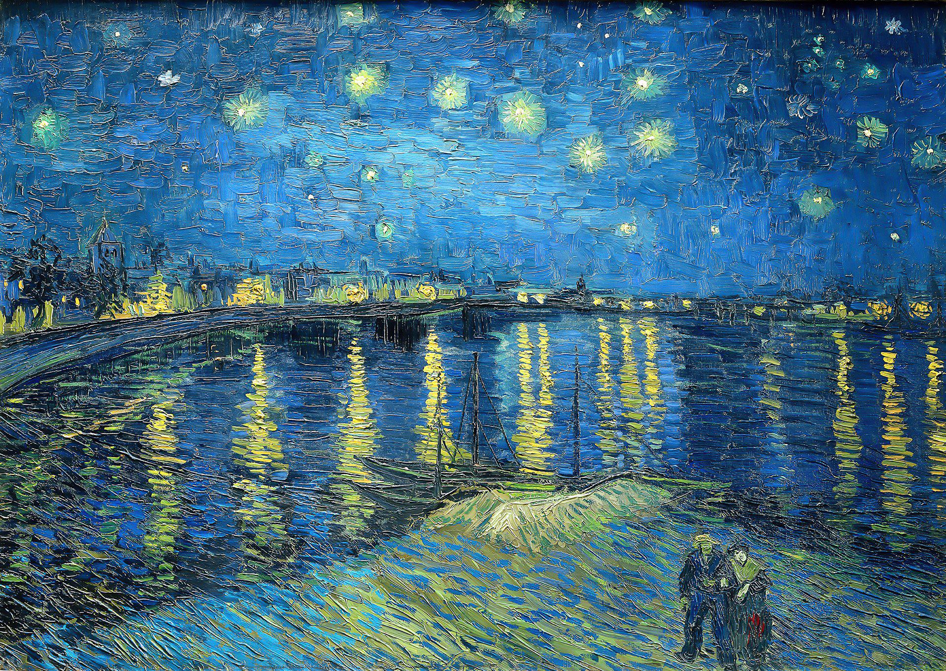 Puzzle Vincent Van Gogh: Hvězdná noc nad Rhonou