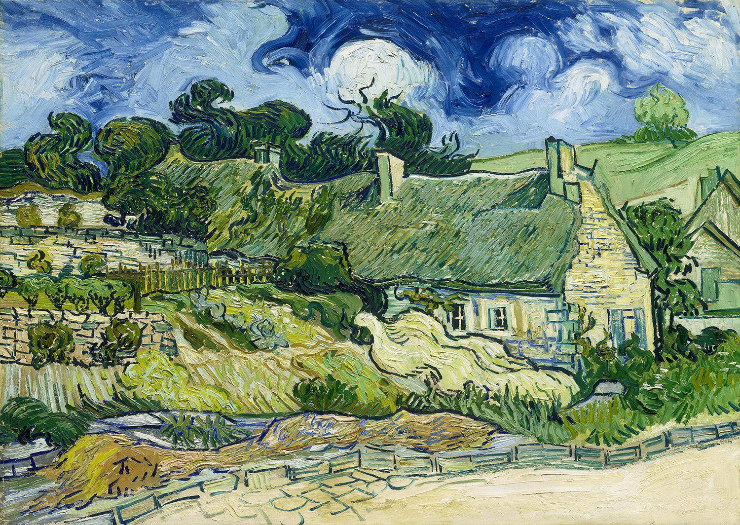 Puzzle Vincent Van Gogh: Cottage con il tetto di paglia a Cordeville