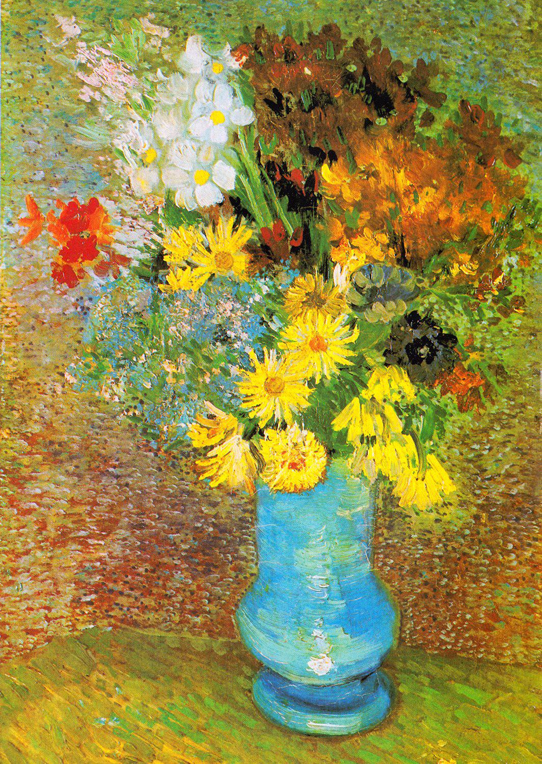 Puzzle Vincent Van Gogh: Maljakko päivänkakkarailla ja vuokoilla