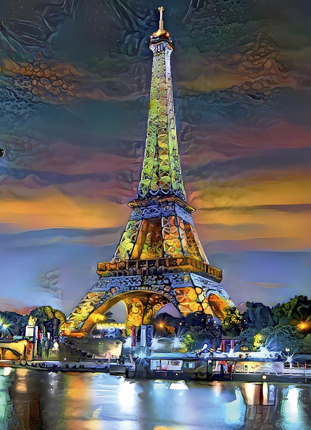 Puzzle Eiffeltårnet ved solnedgang, Paris, Frankrig