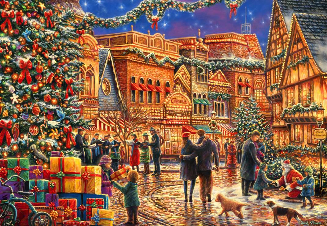 Puzzle Pinson: Kerstmis op het stadsplein