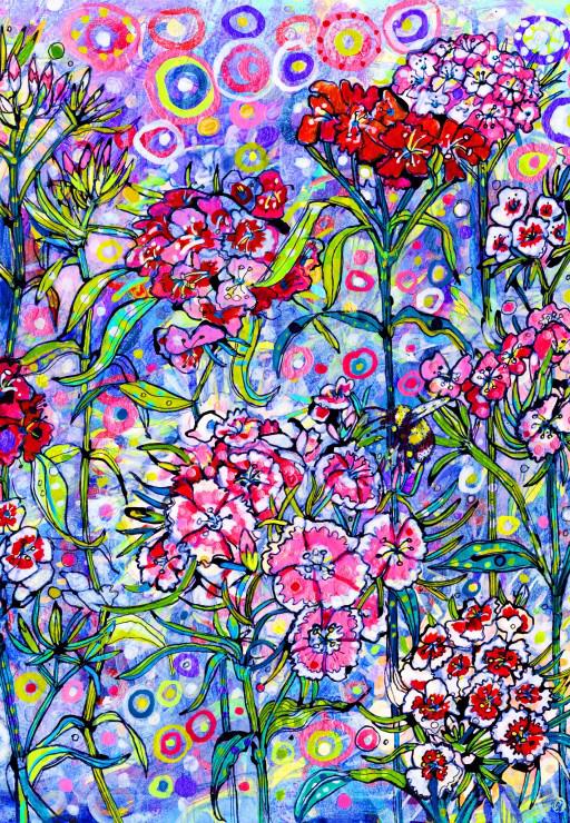 Puzzle Sally Rich: Ružové kvety
