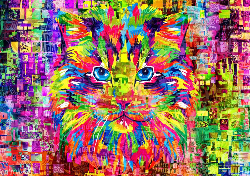 Puzzle Kolorowy kot