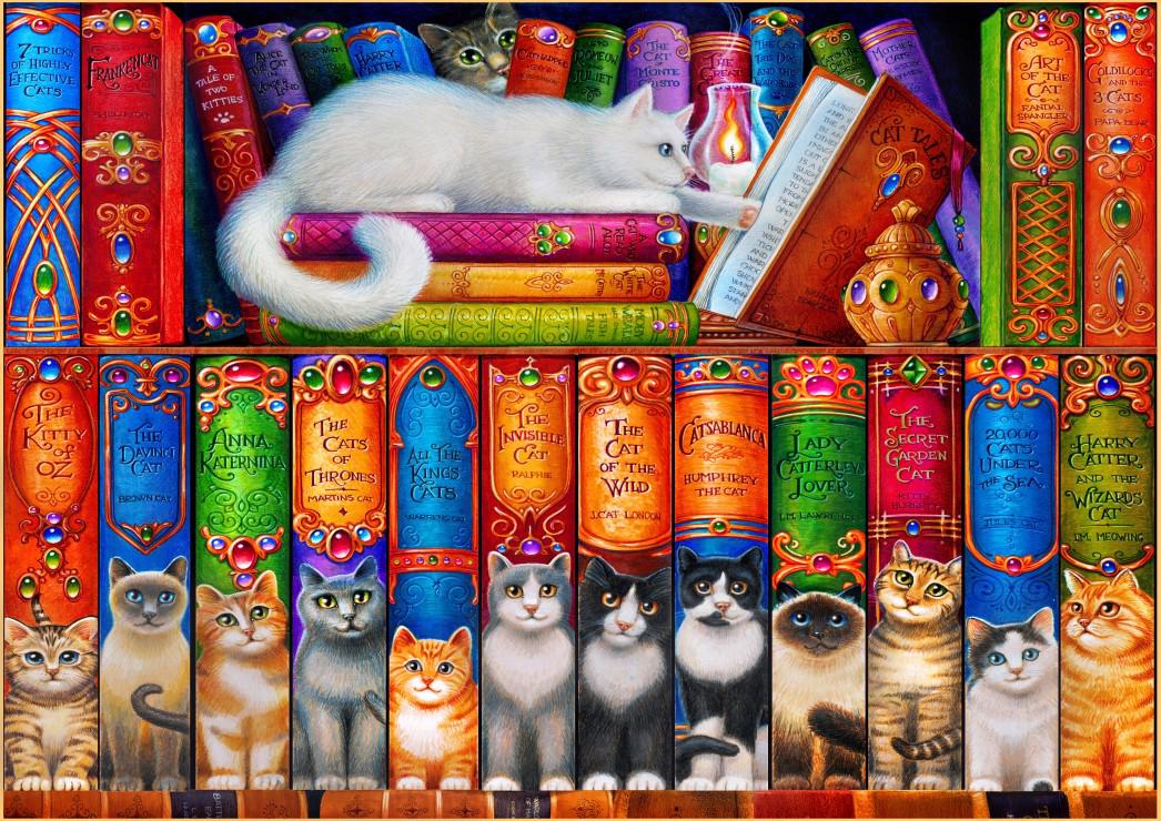 Puzzle Katzen-Bücherregal 204