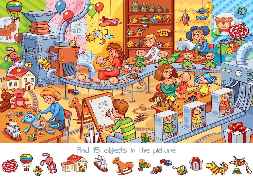 Puzzle Busca y encuentra - La fábrica de juguetes