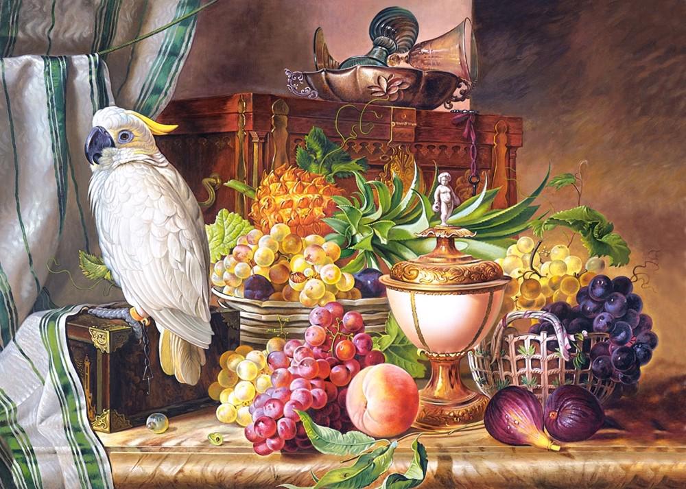 Puzzle Mrtva priroda s papigom Josefa Schustera