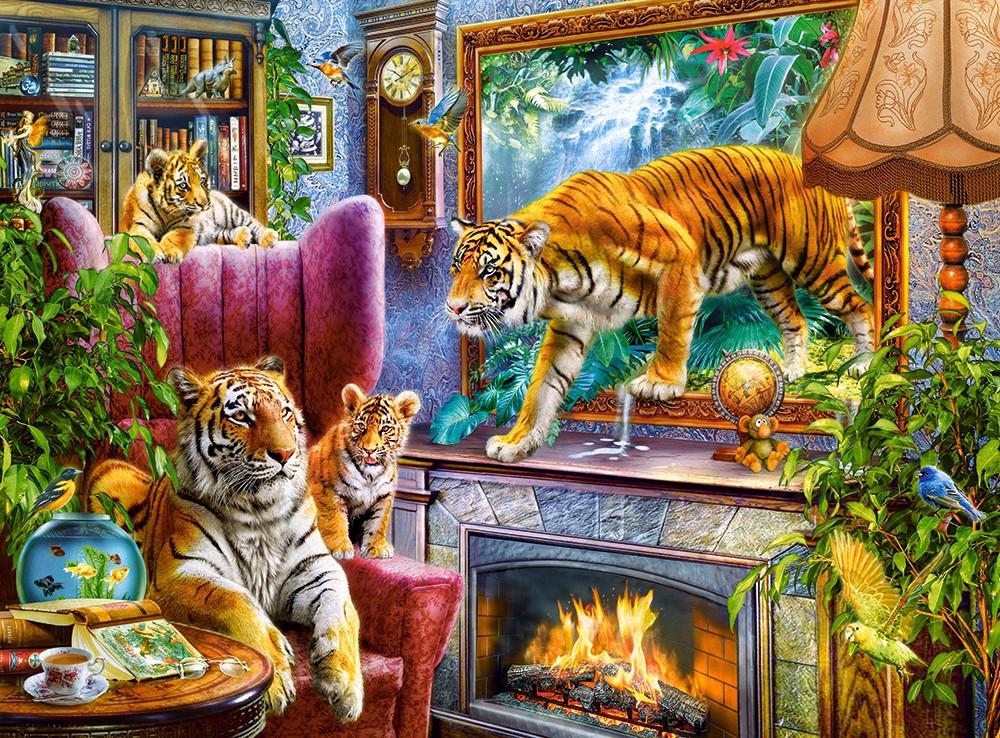 Puzzle Tigres cobrando vida