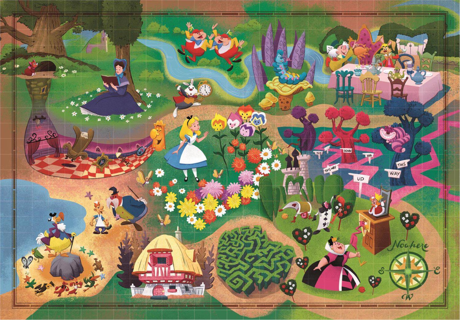 Puzzle Alica v krajine zázrakov - mapa príbehu