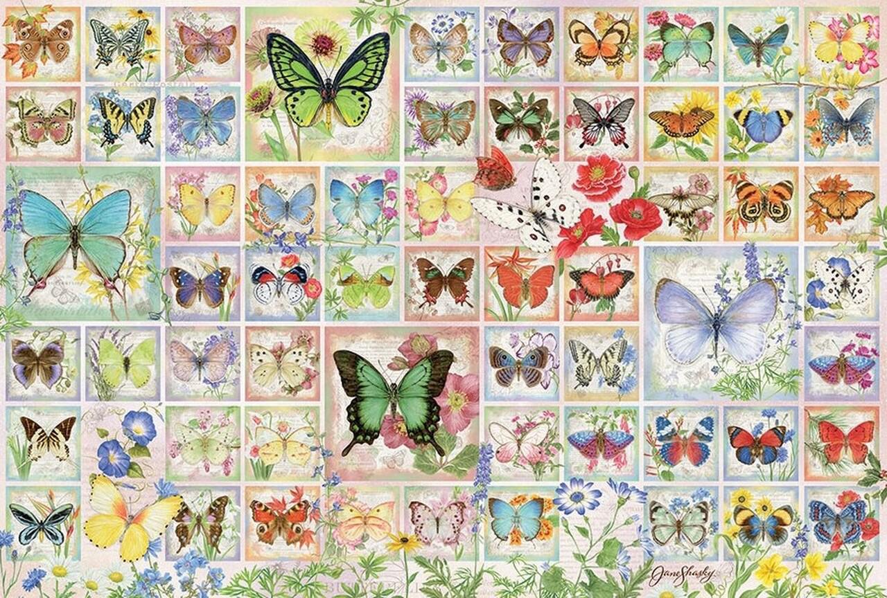 Puzzle Бабочки и цветы 2000
