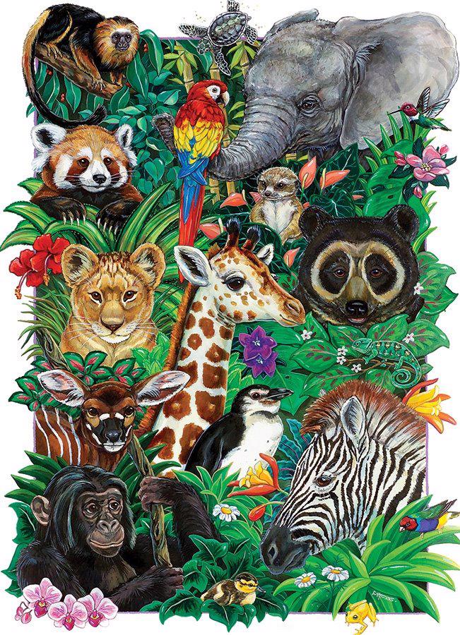 Puzzle Perhepalapeli: Safari Babies 350