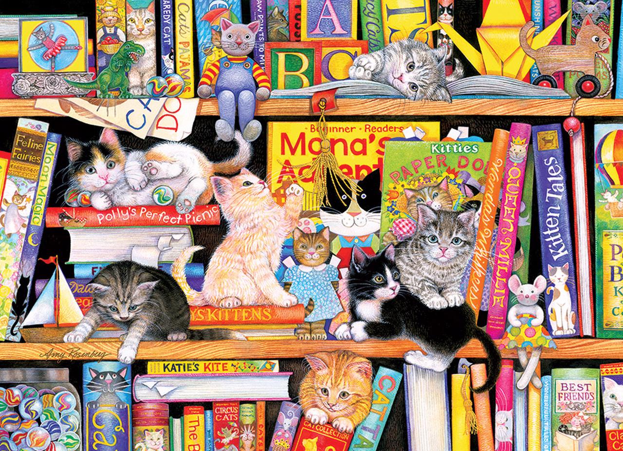 Puzzle Quebra-cabeça em família: gatinhos da hora da história 350