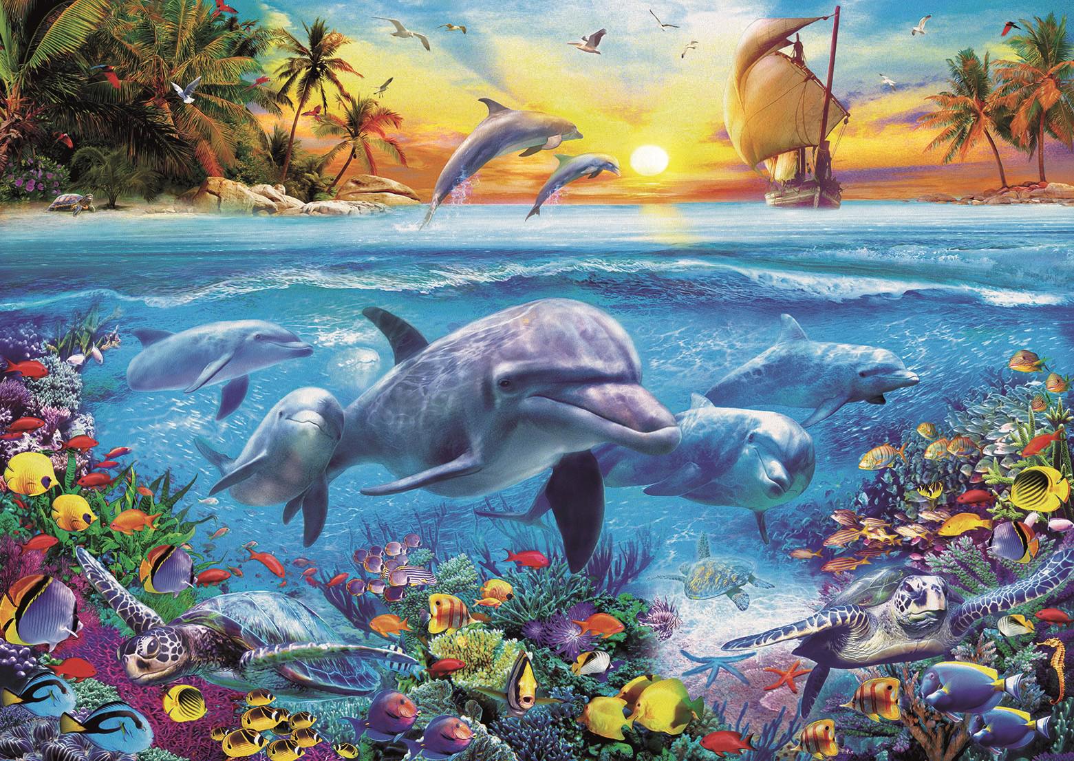 Puzzle Family of dolphins