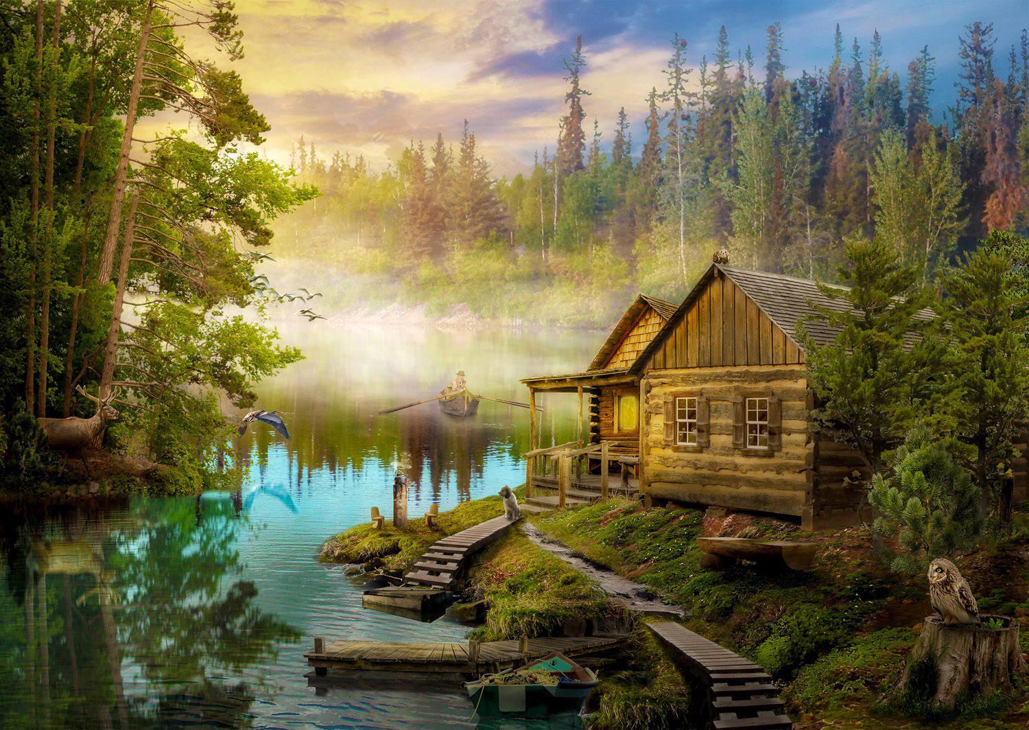 A Log Cabin on the River 1000