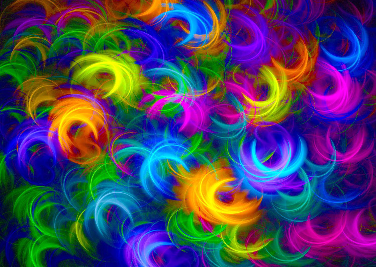 Puzzle Abstract Neon Feathers