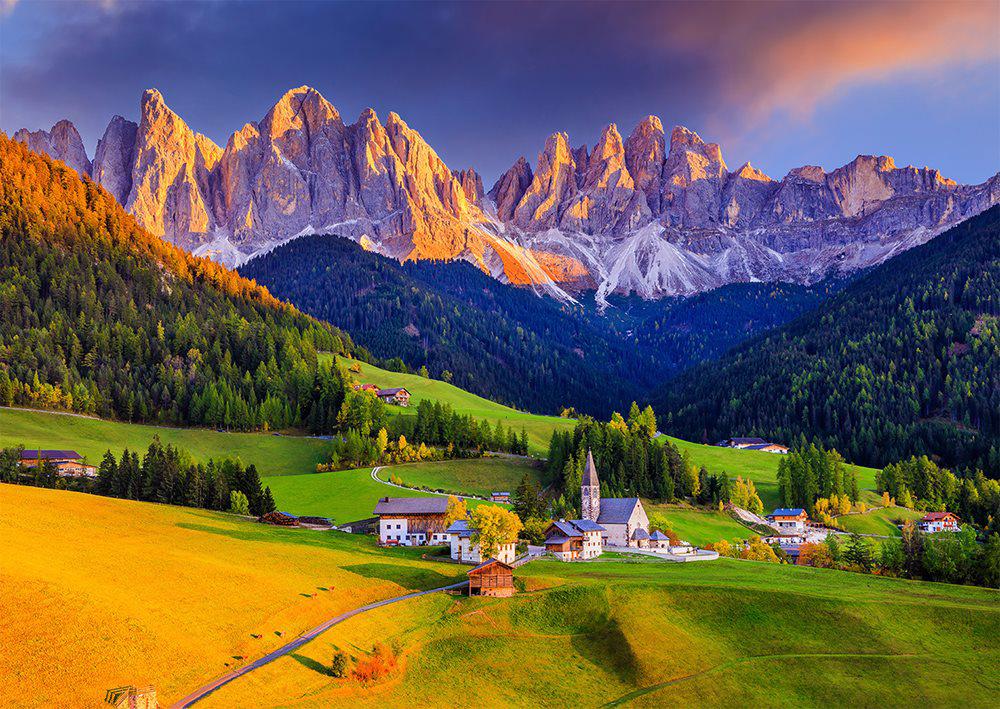 Puzzle Igreja nas Montanhas Dolomitas, Itália 1000